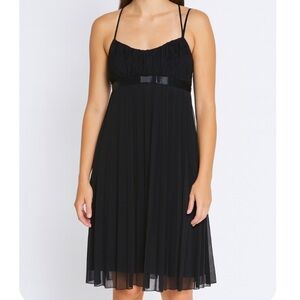 Love Tease LBD spaghetti strap accordian skirt lace top SZ 13 knee length black